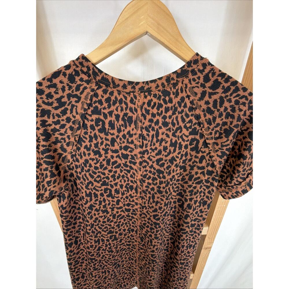 NWT New In Brown Black Cheetah Print Short Sleeve Knee Length Dress #1419 Size S - Picture 7 of 9